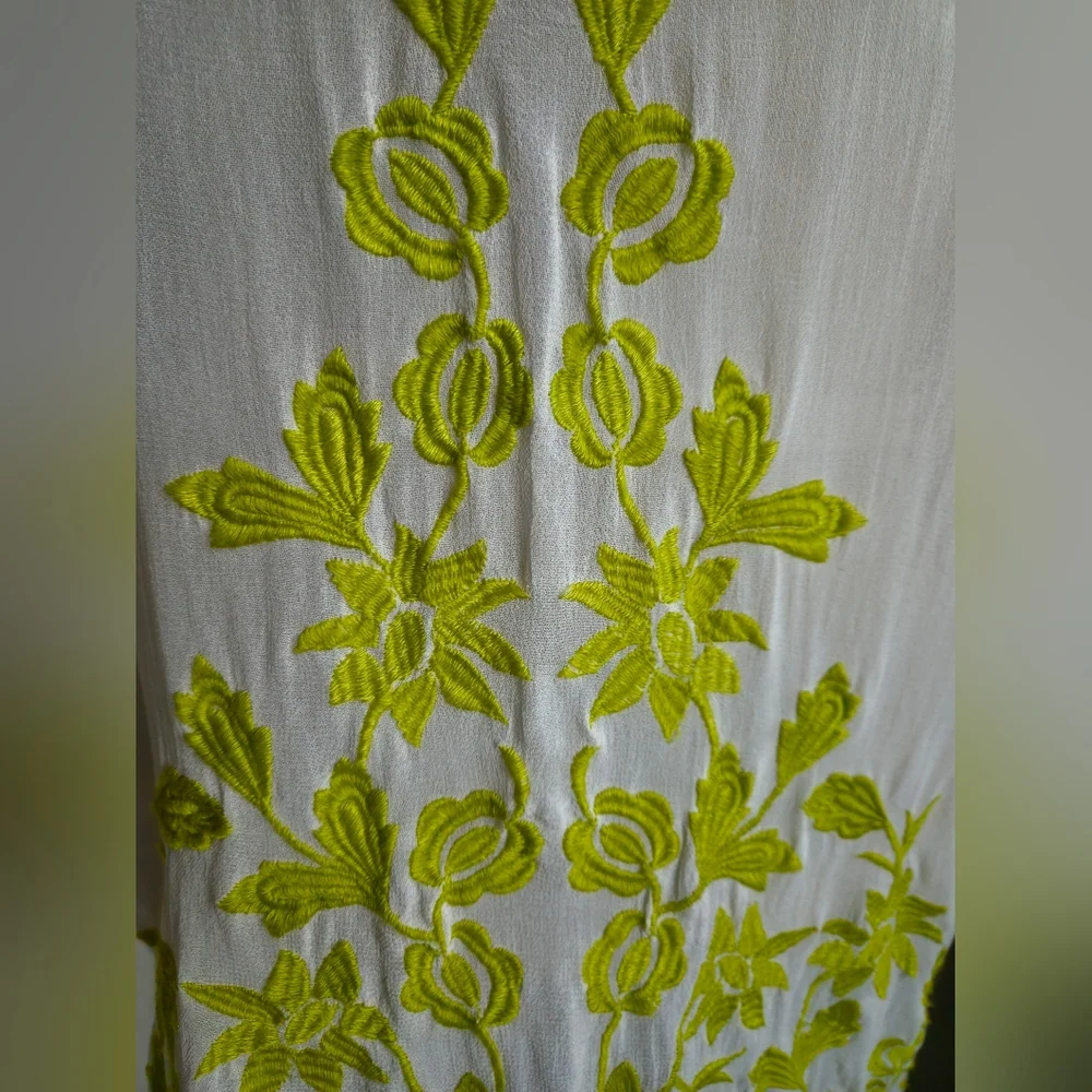 TOPSHOP Lime Green Floral Embroidered Sheer Kimono | SZ 4 / S-M